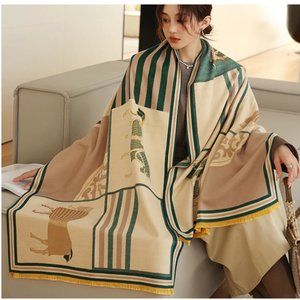 Luxurious Cashmere Oversized Blanket Scarf Neckerchief Bandana Wrap - Thick Warm